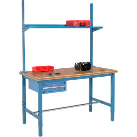 GoVets™ 72x36 Production Workbench Shop Top Safety Edge - Drawer Upright & Shelf BL 988BL318