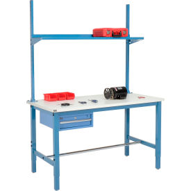 GoVets™ 72x36 Production Workbench ESD Square Edge - Drawer Upright & Shelf BL 991BL318