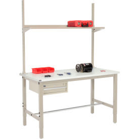 GoVets™ 72x36 Production Workbench ESD Square Edge - Drawer Upright & Shelf TN 991TN318