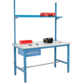 GoVets™ 72x36 Production Workbench Laminate Safety Edge - Drawer Upright & Shelf BL 994BL318
