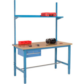 GoVets™ 96x30 Production Workbench Shop Top Square Edge - Drawer Upright & Shelf BL 996BL318