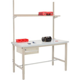 GoVets™ 96x30 Production Workbench Laminate Square Edge - Drawer Upright & Shelf TN 999TN318