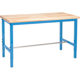 GoVets™ 60 x 36 Adjustable Height Workbench Square Tube Leg - Maple Safety Edge Blue 007BL607