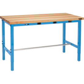 GoVets™ 72 x 30 Adj. Height Workbench - Power Apron Finished Birch Square Edge Blue 366BBLA319