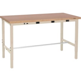 GoVets™ 60 x 36 Adjustable Height Workbench - Power Apron Shop Top Square Edge Tan 837BTNA253