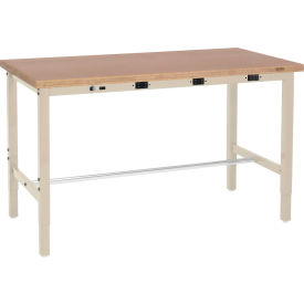 GoVets™ 96 x 30 Adjustable Height Workbench - Power Apron Shop Top Square Edge Tan 840BTNA253