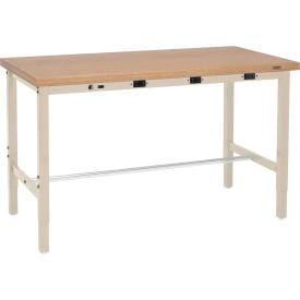GoVets™ 72 x 36 Adjustable Height Workbench - Power Apron Shop Top Safety Edge Tan 845BTNA253