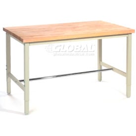 GoVets™ 72 x 36 Adjustable Height Workbench Square Tube Leg - Birch Square Edge Tan 901TN318