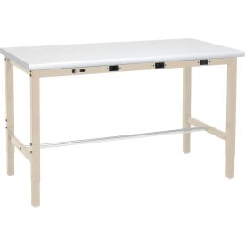 GoVets™ 48 x 30 Adjustable Height Workbench - Power Apron Plastic Safety Edge Tan 998BTNA606