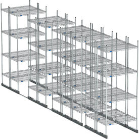 Nexel High Density Floor Track Shelving 9 Unit Chrome 48