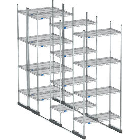 Nexel High Density Floor Track Shelving 4 Unit Chrome 36