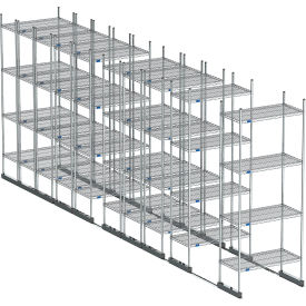 Nexel High Density Floor Track Shelving 11 Unit Chrome 72