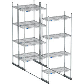 Nexel High Density Floor Track Shelving 3 Unit Stainless Steel 48