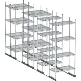 Nexel High Density Floor Track Shelving 6 Unit Stainless Steel 72