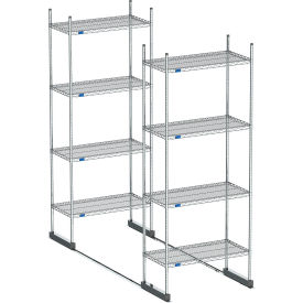Nexel High Density Floor Track Shelving 2 Unit Stainless Steel 48
