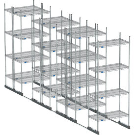 Nexel High Density Floor Track Shelving 7 Unit Stainless Steel 36