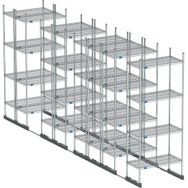 Nexel High Density Floor Track Shelving 8 Unit Stainless Steel 36