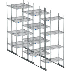 Nexel High Density Floor Track Shelving 5 Unit Stainless Steel 72