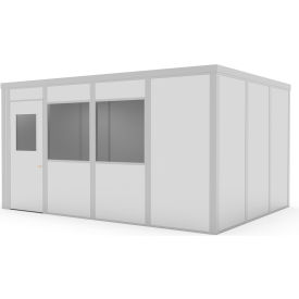 GoVets™ Modular Inplant Office W/2 Windows Class C 16'Wx12'D Gray 79094B23