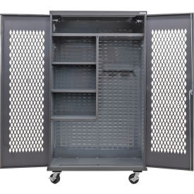 GoVets Configurable Ventilated Mobile Janitorial Charging Cabinet 48x24x85 4 Shelves 005M709