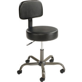 Interion® AntiMicrobial Medical Stool with Backrest - Vinyl - Black 160BK240