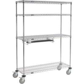 Nexel™ 4-Shelf Mobile Wire Computer LAN Workstation w/Keyboard Tray 48