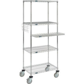 Nexel™ 4-Shelf Mobile Wire Computer Workstation w/ Cantilever Tray 30