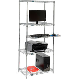 Nexel™ 4-Shelf Wire Computer Workstation with Cantilever Tray 30