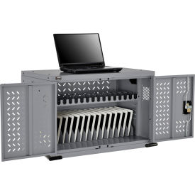 GoVets™ 16-Device Charging Cabinet for Chromebooks and Tablets Gray Assembled 051GYA670
