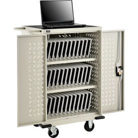 GoVets™ Mobile Storage & Charging Cart for 36 iPads & Tablets Putty Assembled 877PYA987
