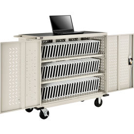 GoVets™ Mobile Storage & Charging Cart for 75 iPads & Tablets Putty Assembled 878PYA987