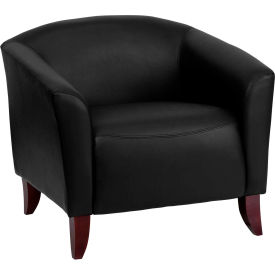 Leather Reception Chair - Black - Hercules Imperial Series -1-BK-GG111