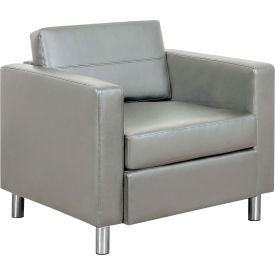 Interion® Antimicrobial Upholstered Leather Club Chair Gray 735GY-AM695