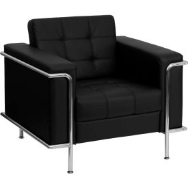 Contemporary Modular Lounge Chair - Leather - Black - Hercules Lesley Series LESLEY-8090-CHAIR-BK-GGZB-
