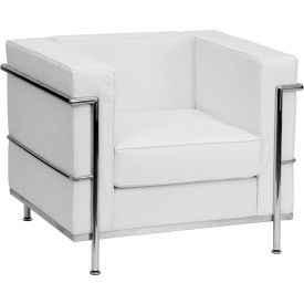Contemporary Modular Lounge Chair - Leather - Melrose White - Hercules Regal Series REGAL-810-1-CHAIR-WH-GGZB-