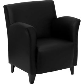 Reception Lounge Chair - Leather - Black - Hercules Roman Series ROMAN-BLACK-GGZB-