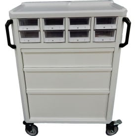 GoVets™ Medical Delivery Cart with 8 Bins & 3 Drawers White 246615