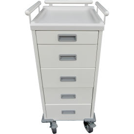 GoVets™ Medical Equipment Cart with 5 Drawers White 249615