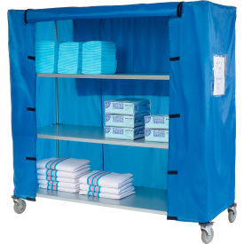 Nexel® Galvanized Steel Linen Cart with Nylon Cover 4 Shelves 72