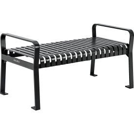 GoVets™ 4' Outdoor Bench Backless Vertical Steel Slat Black 112BKKD262