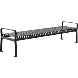 GoVets™ 8' Outdoor Bench Backless Vertical Steel Slat Black 114BKKD262