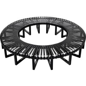 GoVets™ Outdoor Curved Bench Steel Slat Full Circle Black 135BKF348