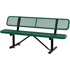 GoVets™ 6' Outdoor Steel Bench w/ Backrest Expanded Metal Green 154GN277