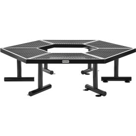 GoVets™ Hexagon Outdoor Tree Bench Expanded Metal Black 530BK277