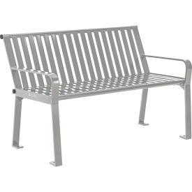 GoVets™ 4' Outdoor Bench with Back Vertical Steel Slat Gray 853GYKD694