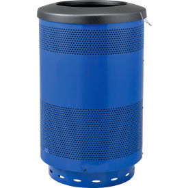 GoVets™ Perforated Steel Round Trash Can 55 Gallon Blue 314BL641