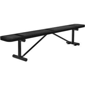 GoVets™ 8' Outdoor Steel Flat Bench Perforated Metal Black 076BK262