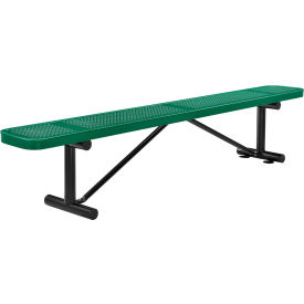 GoVets™ 8' Outdoor Steel Flat Bench Perforated Metal Green 076GN262