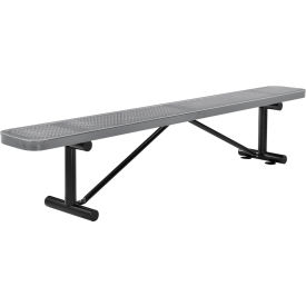 GoVets™ 8' Outdoor Steel Flat Bench Perforated Metal Gray 076GY262