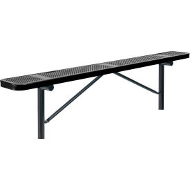 GoVets™ 8' Outdoor Steel Flat Bench Perforated Metal In Ground Mount Black 076IBK262